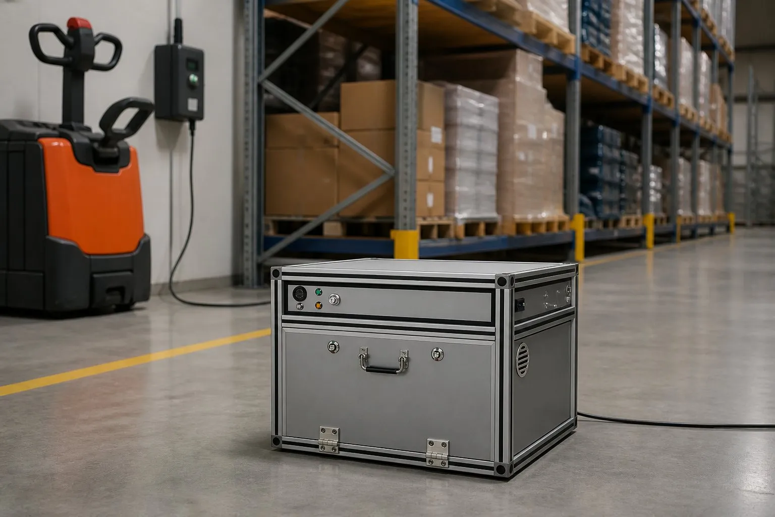 RUK Li-Ion Safety Box M – exemplo de colocação na área Logística e Armazenagem