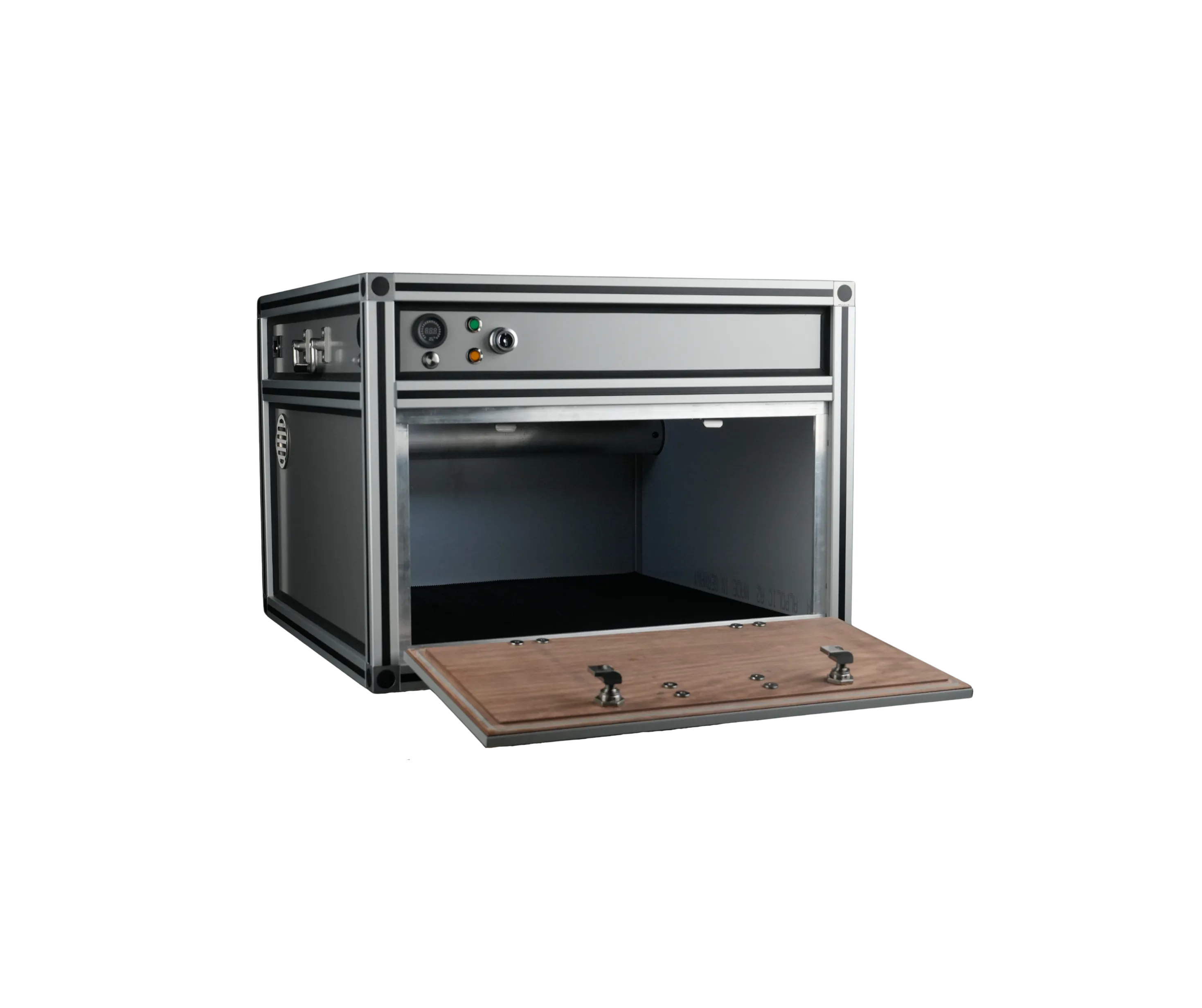 Li-Ion Safety Box M – geöffnete Klappe, Schrägansicht