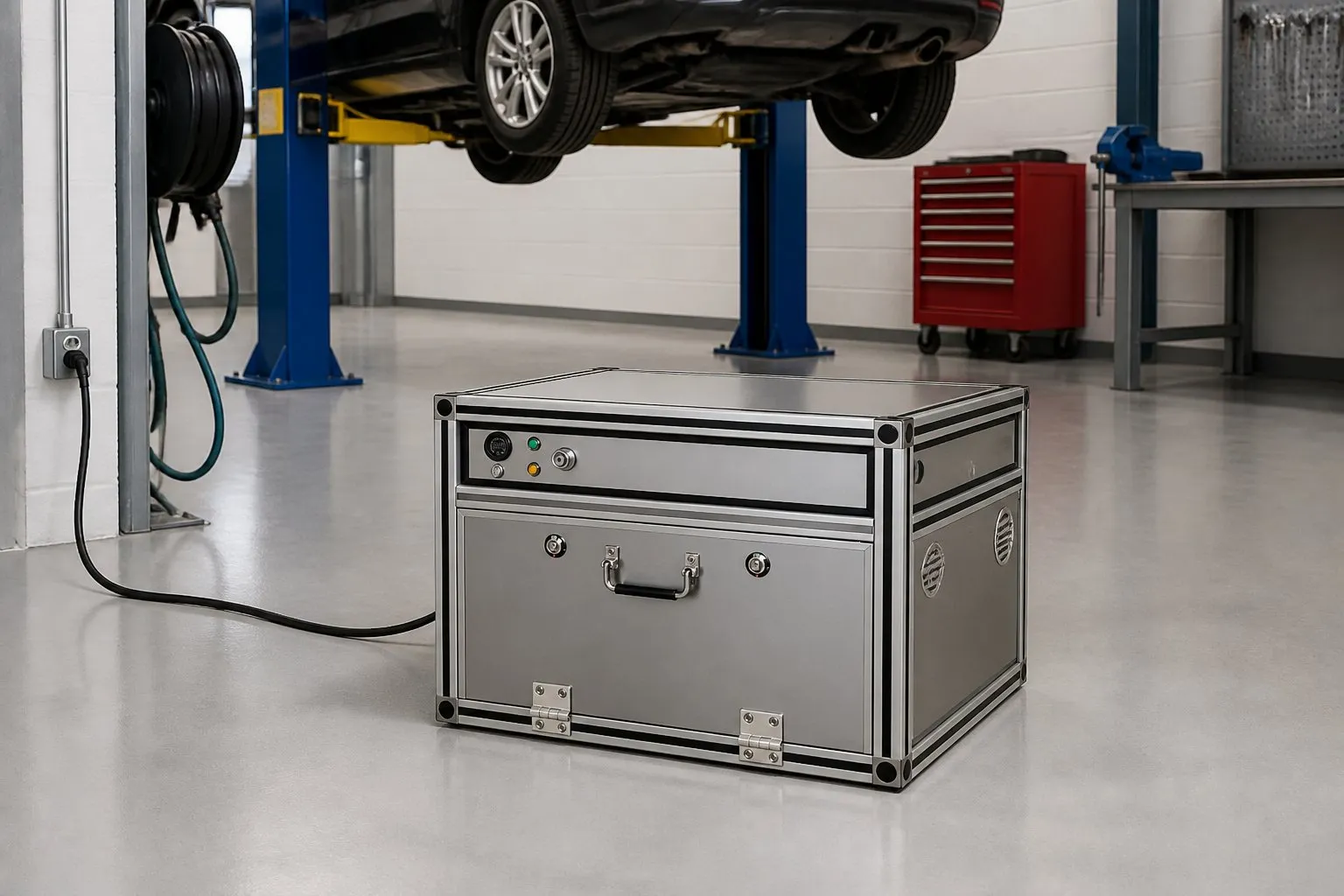 RUK Li-Ion Safety Box M – exemplo de colocação na área Oficinas e Serviços